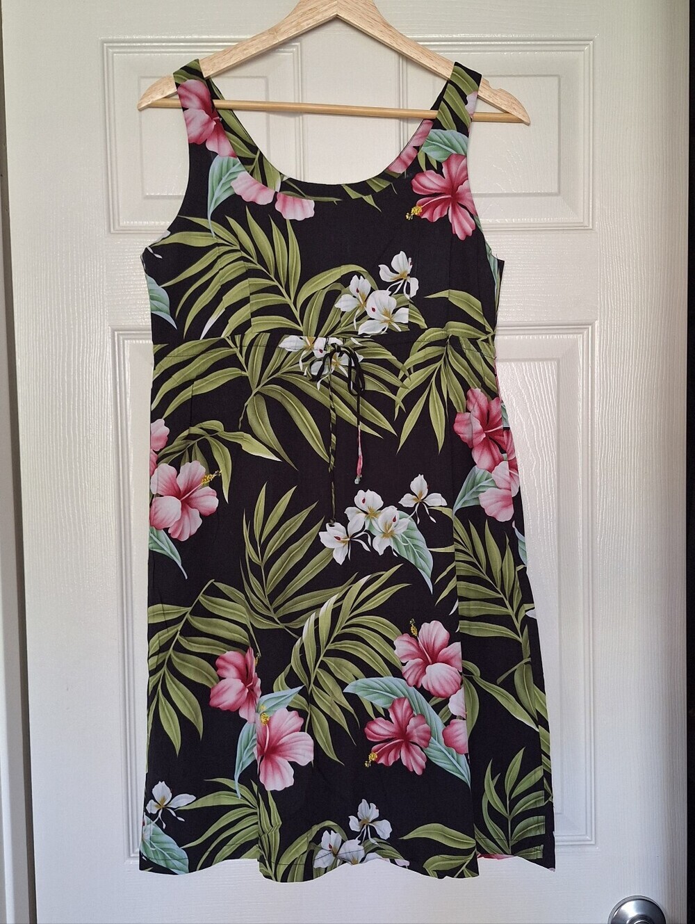 Puanani by RJC Hawaiian Tropical Hibiscus Dress Size S Made in Hawaii